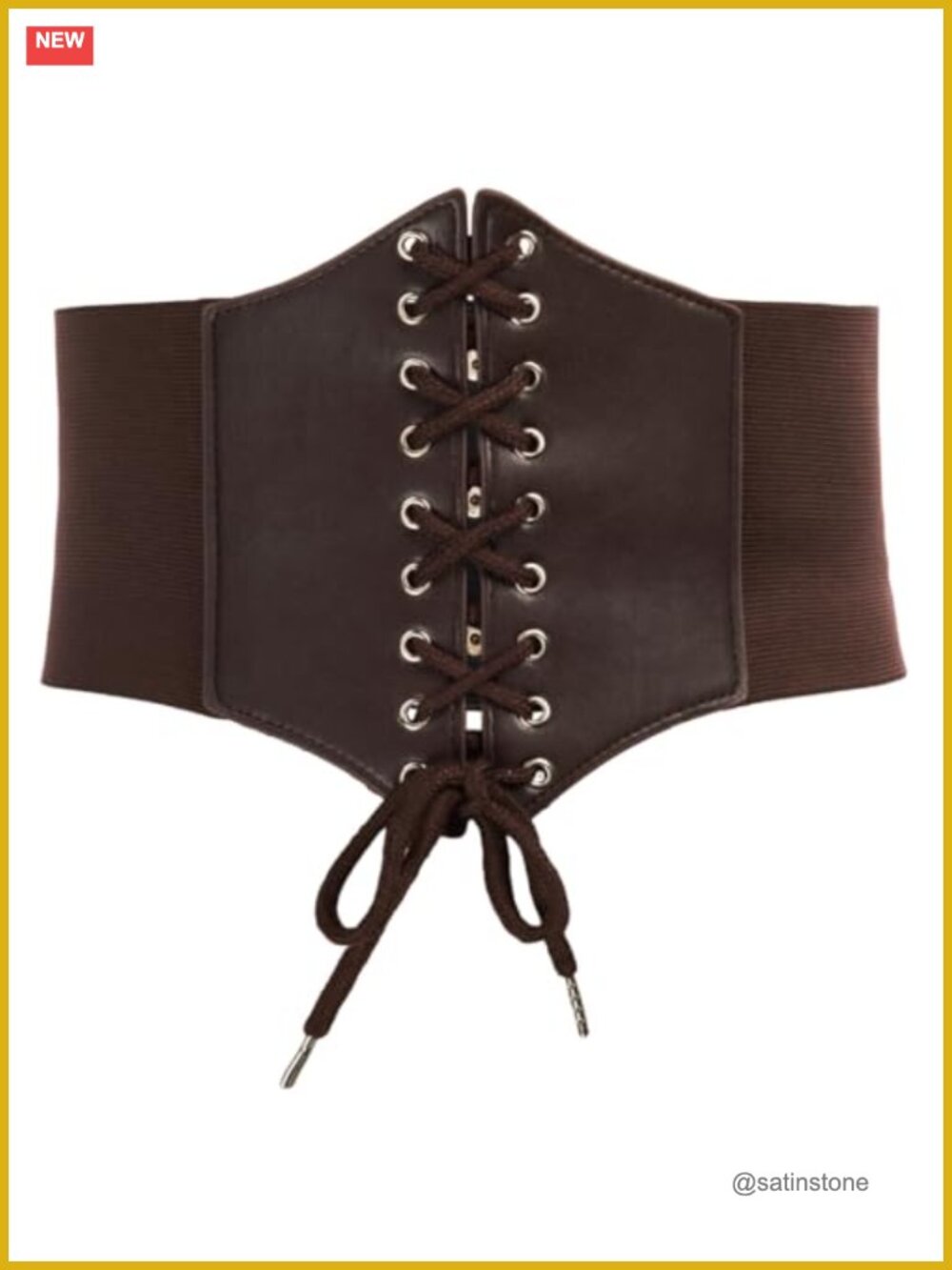 PU Leather Lace-Up Corset Belt Elastic Waist Cinch Cosplay